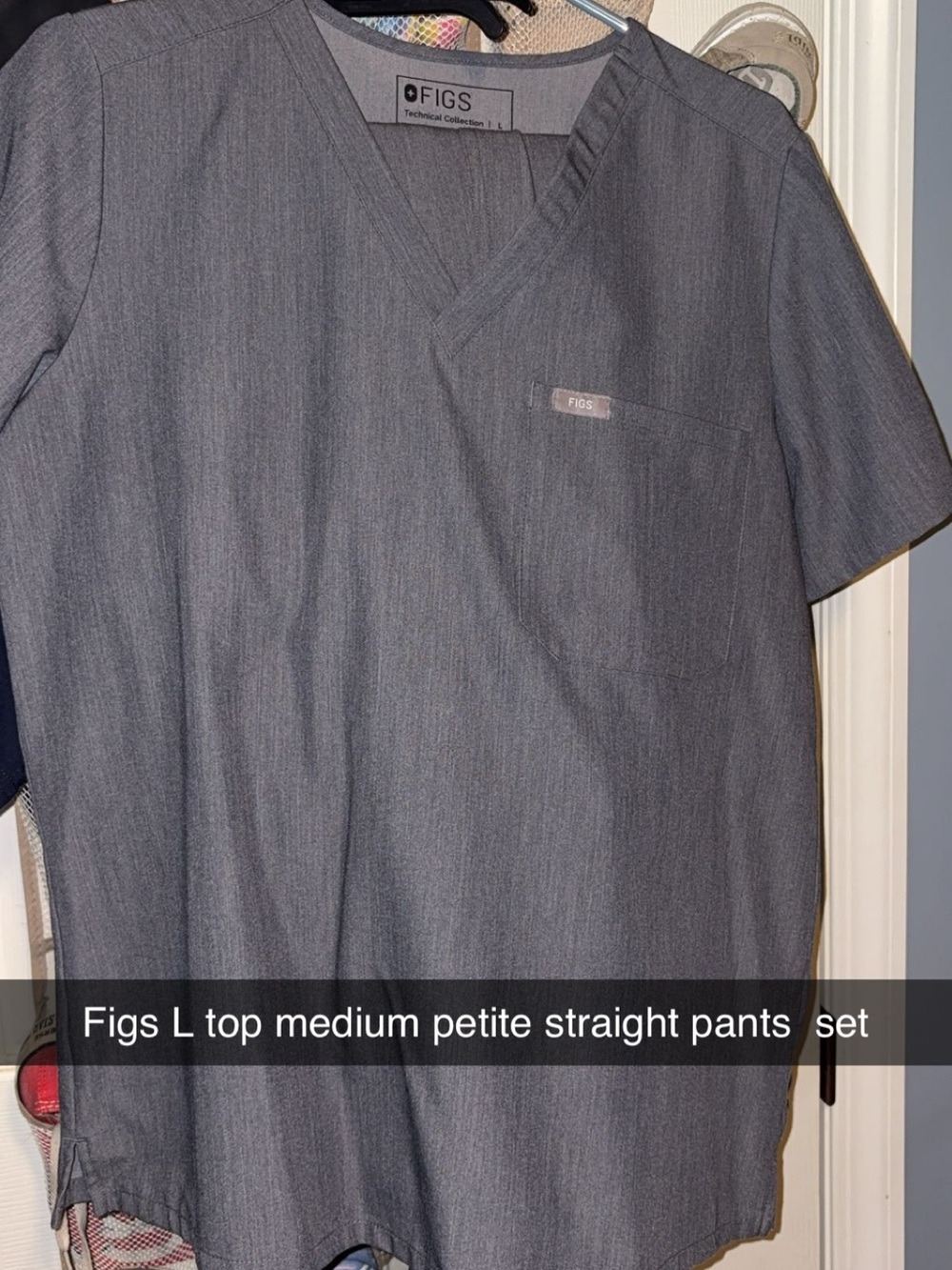 Figs Heather Gray V-Neck Scrub Top